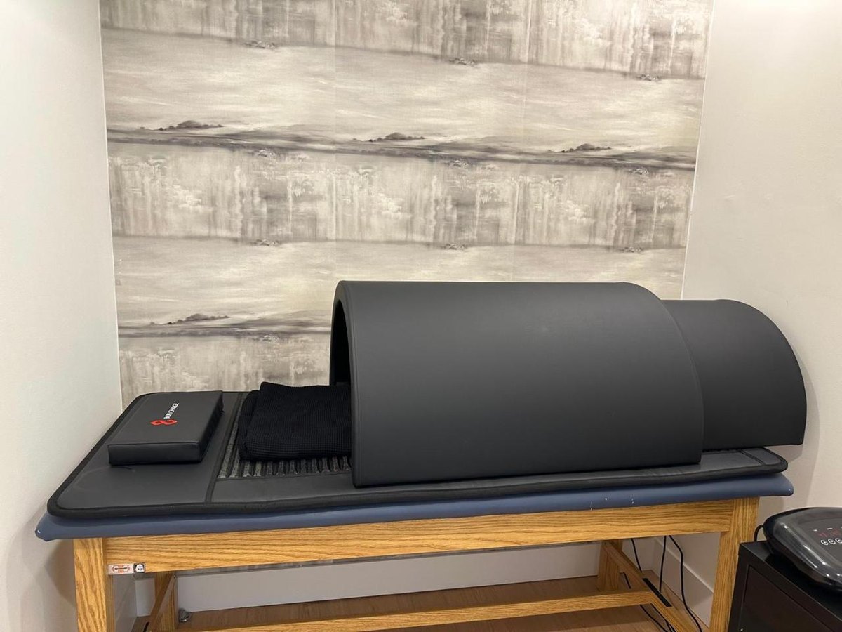 Treatment pod opened on a table in the recovery room
